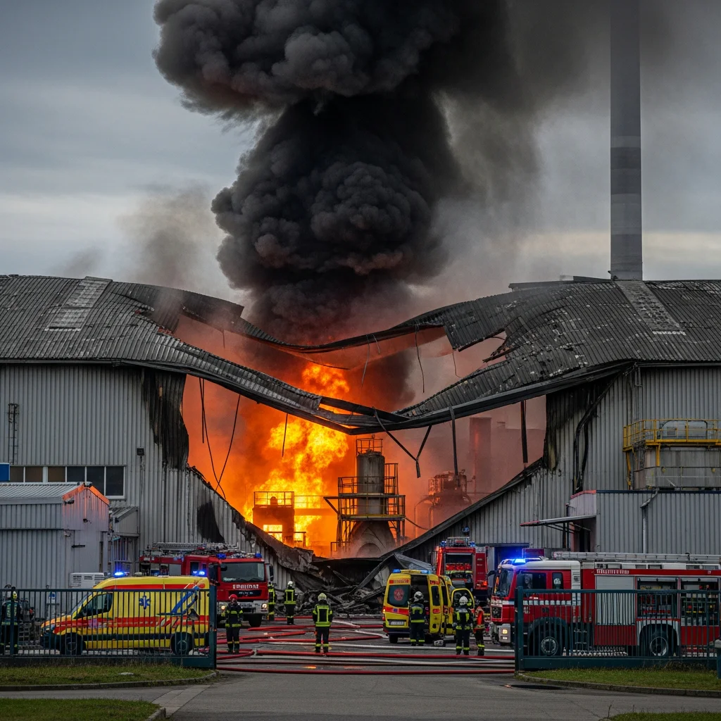 Illustration for: Factory Incident Due to Chemical Reaction
